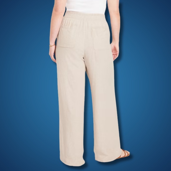 Old Navy White Linen Wide-Leg Pants - Effortless Summer Style! - Picture 2 of 6